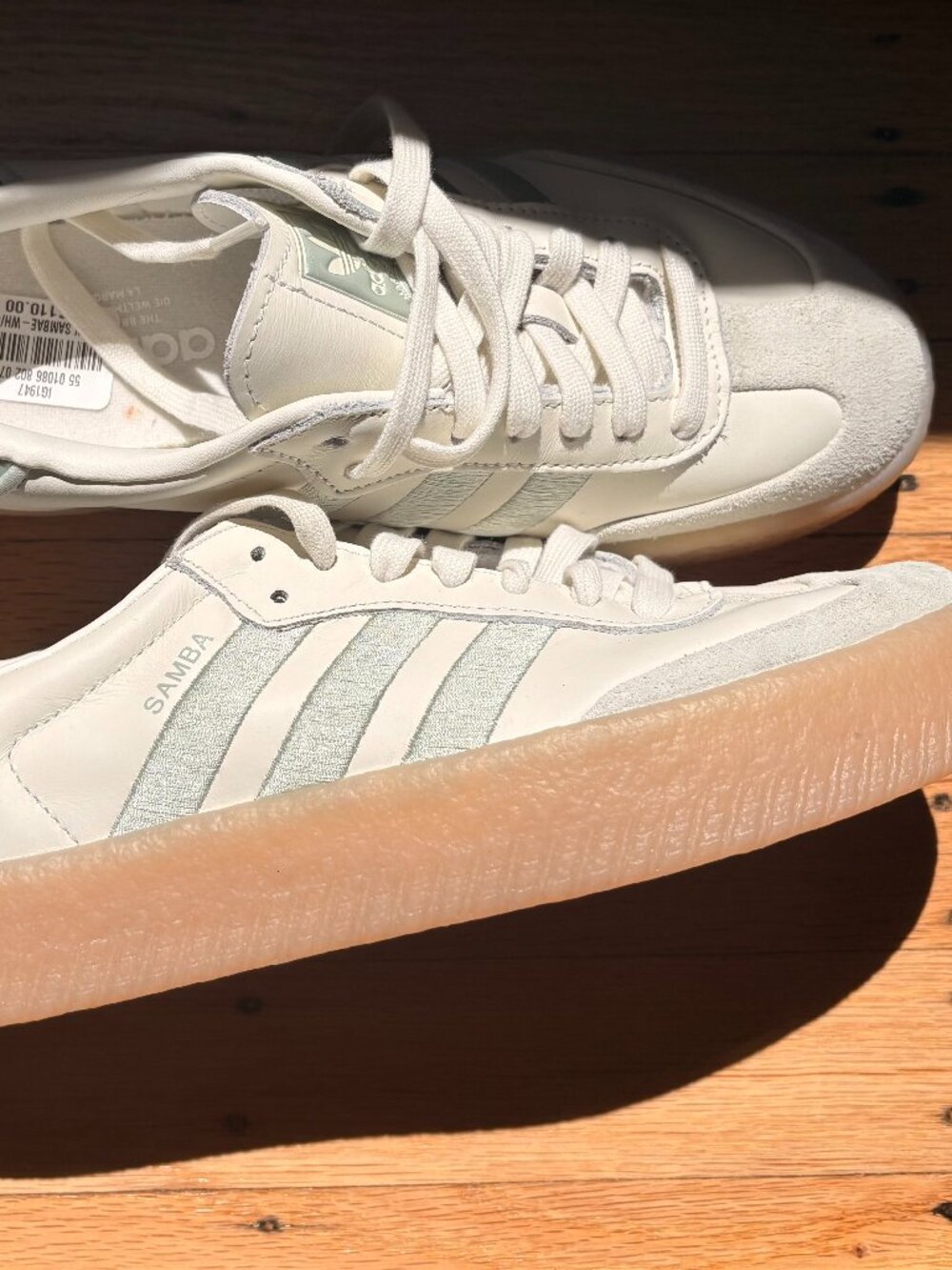 Adidas Samba Sneakers White/Mint Green Gum Sole – Women’s 7.5 – Brand New